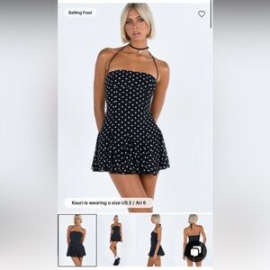 Princess Polly Delamere Mini Black Polka Dot Halter Dress